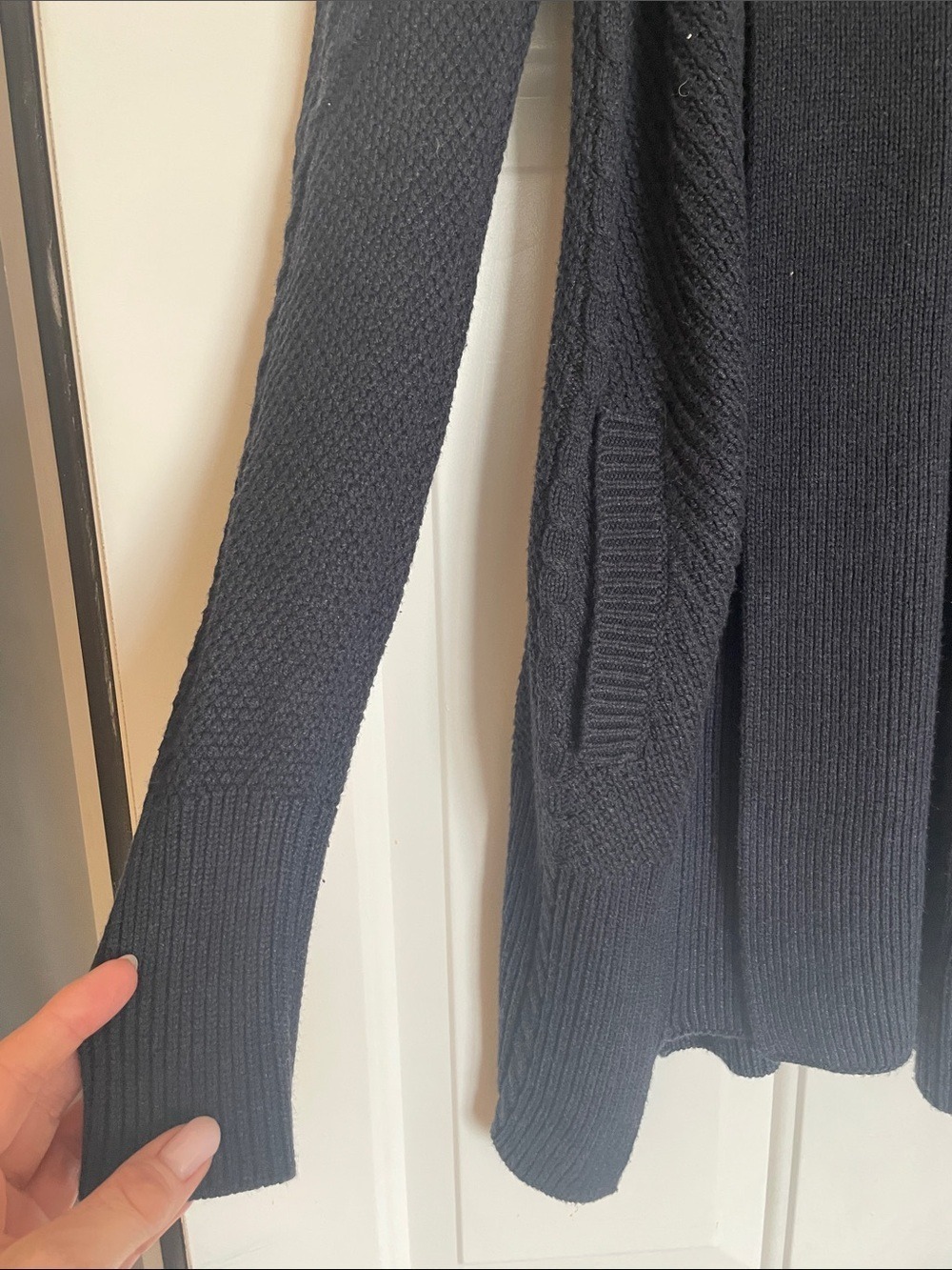 CAbi Dark Blue Open-Front Cable Knit Cardigan - Picture 2 of 6